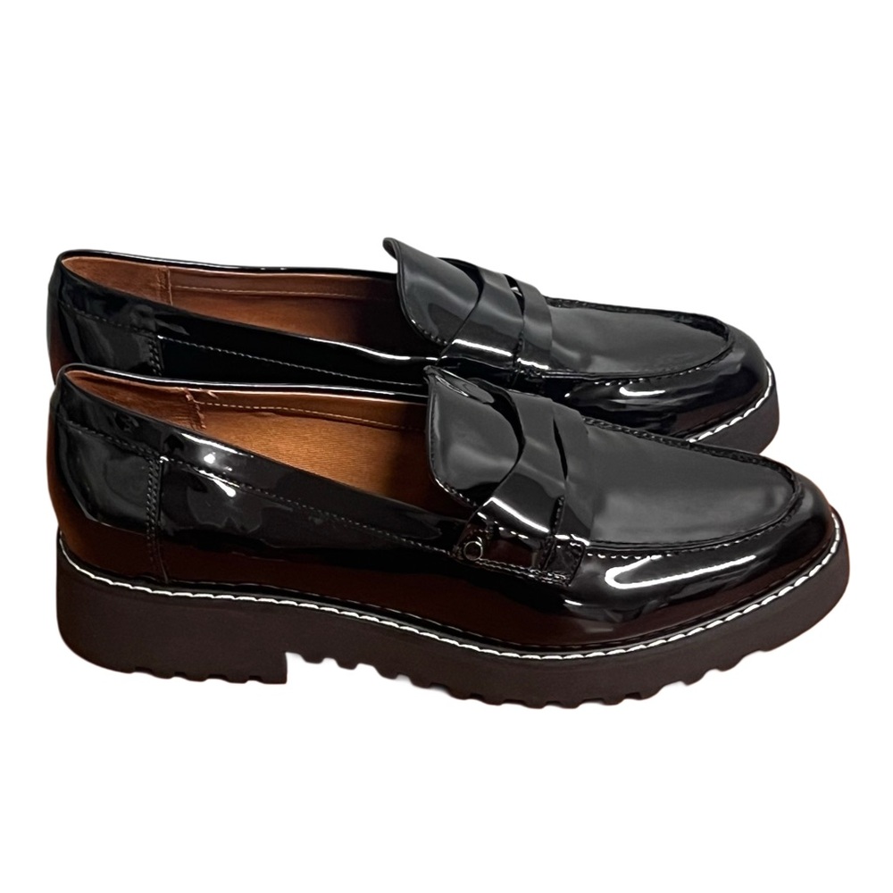 Franco Sarto Cassandra Patent Faux Leather Platform Penny Loafer Sz 7
